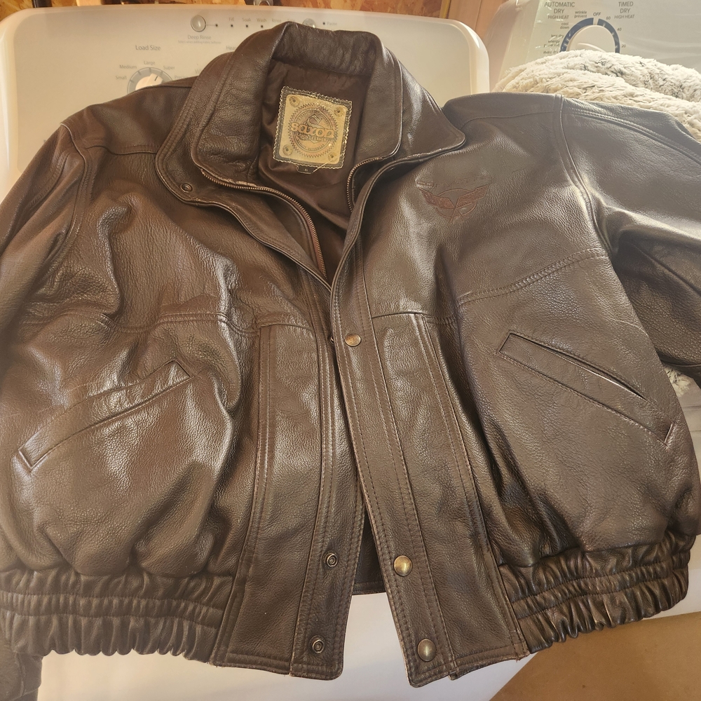 Dark Brown Leather Bomber Jacket with Stand-Up Collar